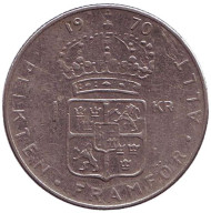 Монета 1 крона. 1970 год, Швеция. Монета 1 крона. 1970 год, Швеция.
