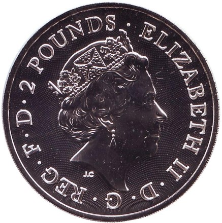Монета 2 фунта. 2019 год, Великобритания. Королевский герб.