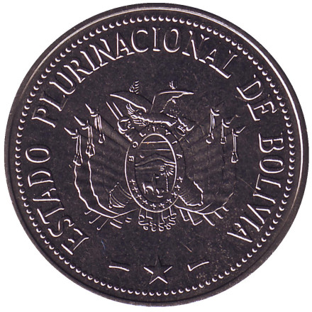 Монета 20 сентаво. 2016 год, Боливия.