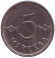 Монета 5 марок. 1955 год, Финляндия.