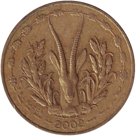 Монета 5 франков. 2002 год, Западные Африканские Штаты.