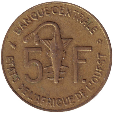Монета 5 франков. 2002 год, Западные Африканские Штаты.