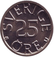 Монета 25 эре. 1976 год, Швеция. UNC. Монета 25 эре. 1976 год, Швеция. UNC.