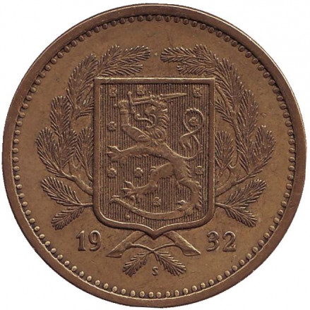 Монета 20 марок. 1932 год, Финляндия. Редкая. Монета 20 марок. 1932 год, Финляндия. Редкая.