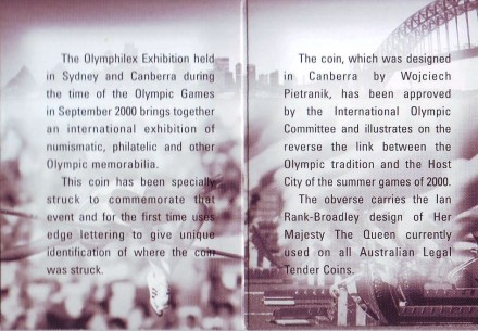 Монета 1 доллар. 2000 год, Австралия. (Сидней) Олимпийские игры в Сиднее.