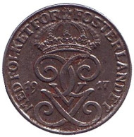 Монета 1 эре. 1917 год, Швеция. (Железо). Монета 1 эре. 1917 год, Швеция. (Железо).