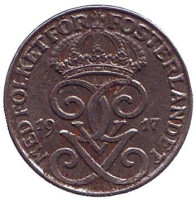Монета 1 эре. 1917 год, Швеция. (Железо). 