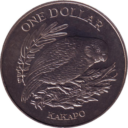 Монета 1 доллар. 1986 год, Новая Зеландия. Какапо.