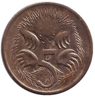 Монета 5 центов. 2002 год, Австралия. Ехидна. Монета 5 центов. 2002 год, Австралия. Ехидна.