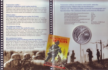 Монета 10 евро. 2005 год, Финляндия. (в буклете). Неизвестный солдат.