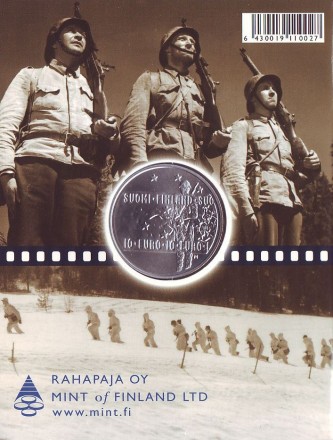 Монета 10 евро. 2005 год, Финляндия. (в буклете). Неизвестный солдат.