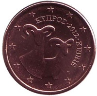 Монета 1 цент. 2012 год, Кипр.