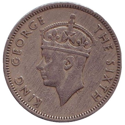 Монета 1/2 рупии. 1951 год, Маврикий. Олень. 