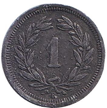 Монета 1 раппен. 1943 год, Швейцария.