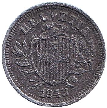 Монета 1 раппен. 1943 год, Швейцария. Монета 1 раппен. 1943 год, Швейцария.