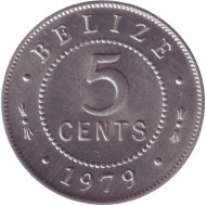 Монета 5 центов. 1979 год, Белиз. Монета 5 центов. 1979 год, Белиз.