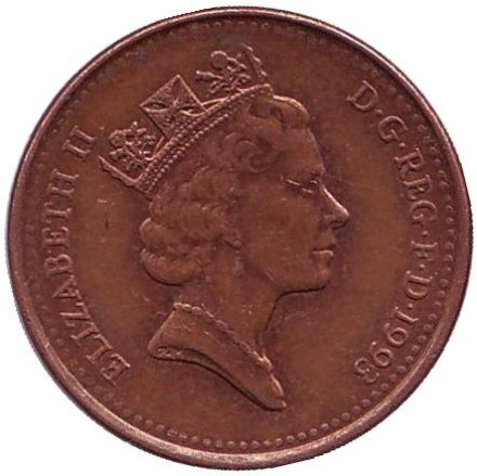 Монета 1 пенни. 1993 год, Великобритания.