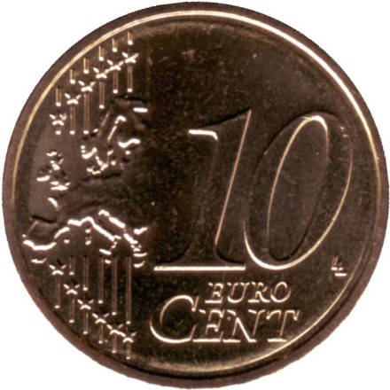Монета 10 центов. 2021 год, Люксембург. Монета 10 центов. 2021 год, Люксембург.