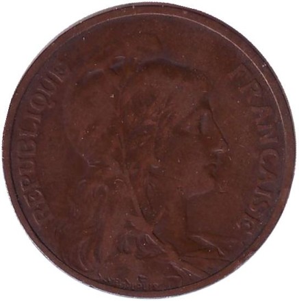 Монета 5 сантимов. 1902 год, Франция. Монета 5 сантимов. 1902 год, Франция.