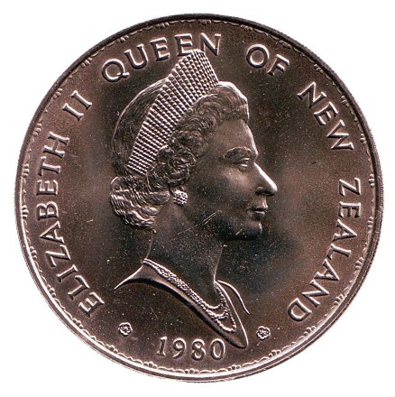 Монета 1 доллар, 1980 год, Новая Зеландия. Веерохвостка. Монета 1 доллар, 1980 год, Новая Зеландия. Веерохвостка.