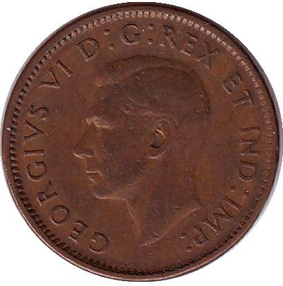 Монета 1 цент. 1944 год, Канада. Монета 1 цент. 1944 год, Канада.