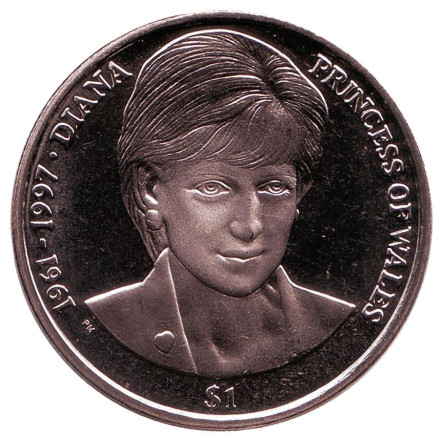 Монета 1 доллар. 2007 год, Британские Виргинские острова. Принцесса Диана.