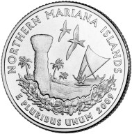 Монета 25 центов (D). 2009 год, США. Северные Марианские острова. Штат № 56. Монета 25 центов (D). 2009 год, США. Северные Марианские острова. Штат № 56.