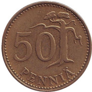 Монета 50 пенни. 1963 год, Финляндия. Монета 50 пенни. 1963 год, Финляндия.