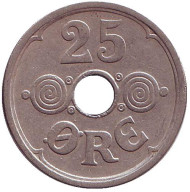 Монета 25 эре. 1940 год, Дания. Монета 25 эре. 1940 год, Дания.