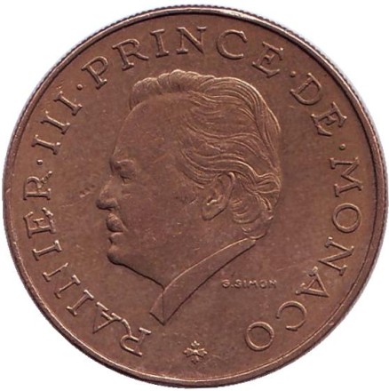 Монета 10 франков. 1978 год, Монако. Князь Монако Ренье III. Монета 10 франков. 1978 год, Монако. Князь Монако Ренье III.