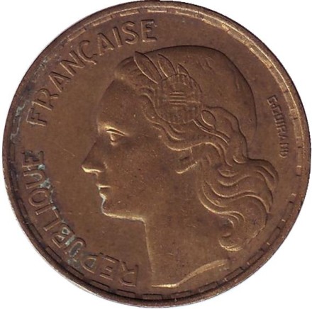 Монета 50 франков. 1953 год, Франция. (Без отметки монетного двора).