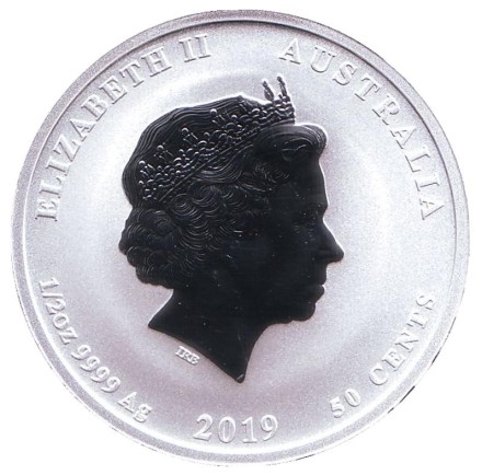 Монета 50 центов. 2019 год, Австралия. Год свиньи. Монета 50 центов. 2019 год, Австралия. Год свиньи.
