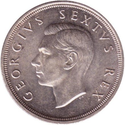 Монета 5 шиллингов. 1948 год, ЮАР. Антилопа. Состояние - XF. Монета 5 шиллингов. 1948 год, ЮАР. Антилопа. Состояние - XF.