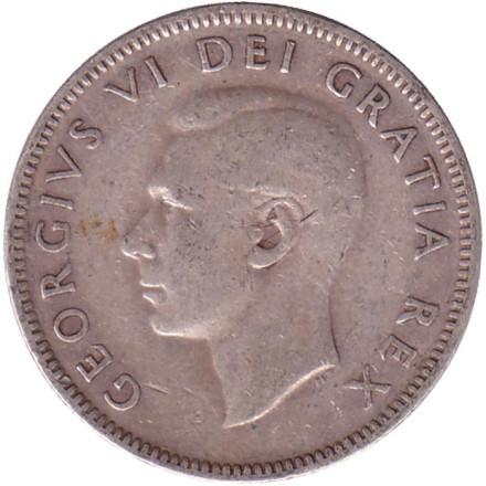 Монета 25 центов. 1950 год, Канада. Канадский олень (Карибу). Монета 25 центов. 1950 год, Канада. Канадский олень (Карибу).