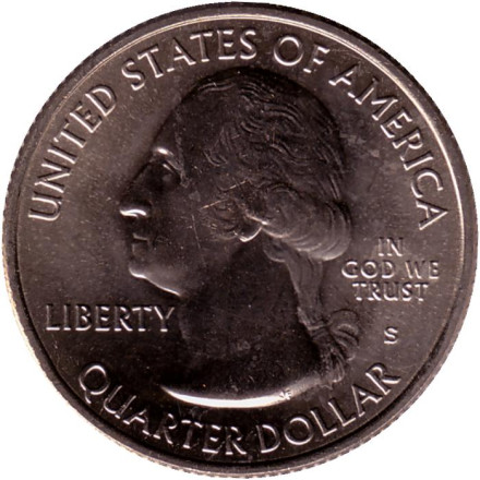 Монета 25 центов (S). 2012 год, США. Национальный парк Акадия. Парк № 13.