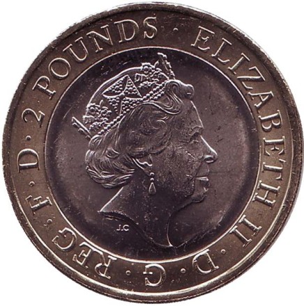 Монета 2 фунта. 2016 год, Великобритания. 400 лет со дня смерти Уильяма Шекспира. История.