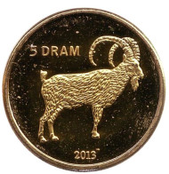 Монета 5 драмов. 2013 год, Нагорный Карабах. Горный козел. Монета 5 драмов. 2013 год, Нагорный Карабах. Горный козел.