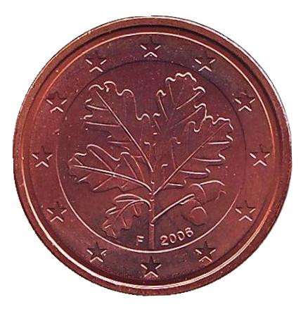 Монета 2 цента. 2006 год (F), Германия.