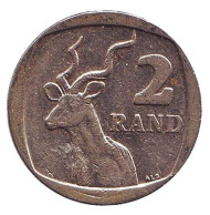 Монета 2 ранда. 2008 год, ЮАР. Из обращения. Антилопа. Монета 2 ранда. 2008 год, ЮАР. Из обращения. Антилопа.