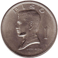 Монета 1 песо. 1974 год, Филиппины. XF.