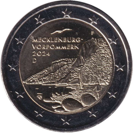 Монета 2 евро. 2024 год (F), Германия. Холм Кёнигсштуль. Мекленбург-Передняя Померания.