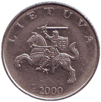 Рыцарь. Монета 1 лит. 2000 год, Литва.