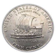 Монета 5 центов. 2004 год (P), США. UNC. Корабль экспедиции Льюиса и Кларка. Монета 5 центов. 2004 год (P), США. UNC. Корабль экспедиции Льюиса и Кларка.