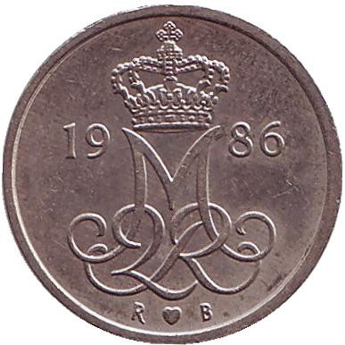 Монета 10 эре. 1986 год, Дания.