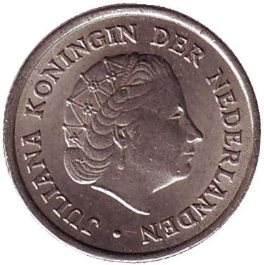 Монета 10 центов. 1951 год, Нидерланды. Монета 10 центов. 1951 год, Нидерланды.