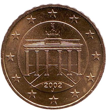 Монета 10 центов. 2002 год (J), Германия.
