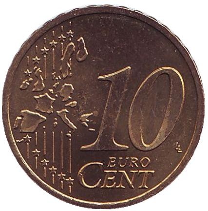 Монета 10 центов. 2002 год (J), Германия. Монета 10 центов. 2002 год (J), Германия.