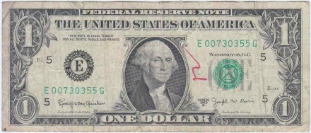 Банкнота 1 доллар. 1963 год, США. Серия Е. Тип 443c.