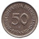 Монета 50 пфеннигов. 1990 год (F), ФРГ. Женщина, сажающая дуб. Монета 50 пфеннигов. 1990 год (F), ФРГ. Женщина, сажающая дуб.