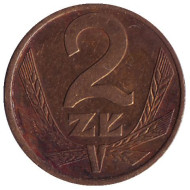 Монета 2 злотых. 1988 год, Польша. Монета 2 злотых. 1988 год, Польша.